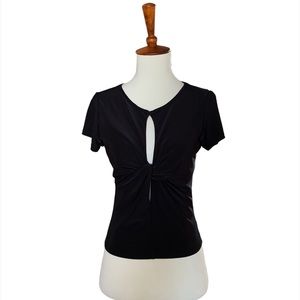 Saints 21 Front Knot Jersey Knit‎ Top Size Medium Black